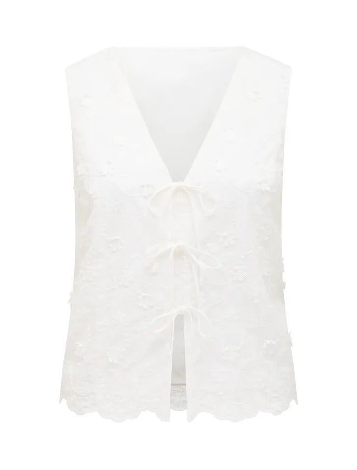 Colette Broderie Top | White Top | Tie Top 
