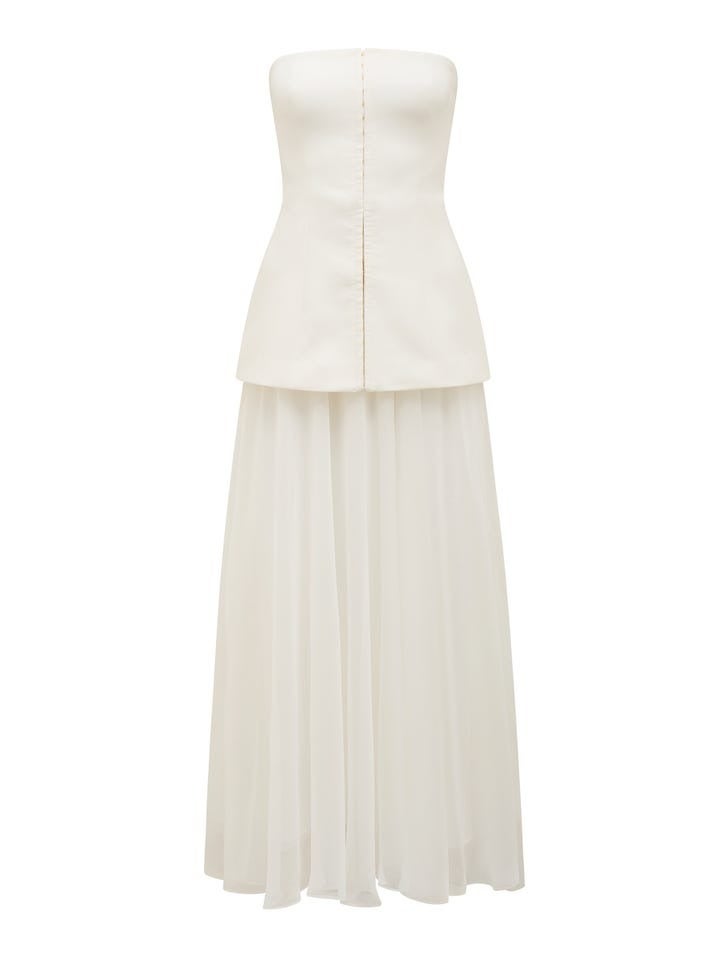 Alexis Hook and Eye Sheer Midi Dress |  Prom Dress | Event Dress | White Dress 