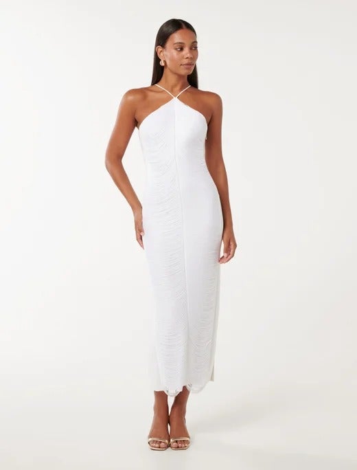 Quinn Fringe Bodycon Maxi Dress | Cocktail Dress | White Dress | Event Dress | Bodycon Dress | Maxi Dress 