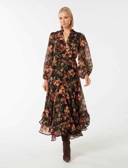 Matiese Button-Up Ruffle Midi Dress