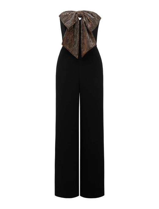 Kenzie Plisse-Bow Jumpsuit