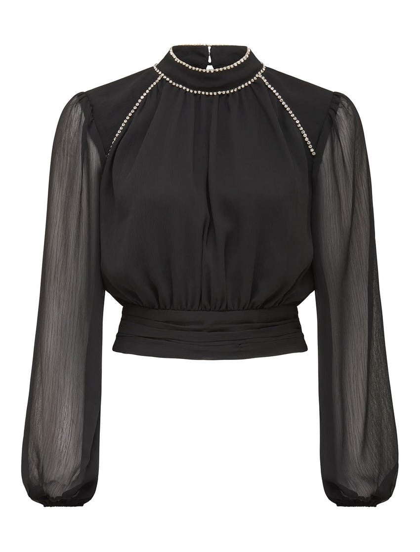 Oriana Open-Back Diamante Blouse