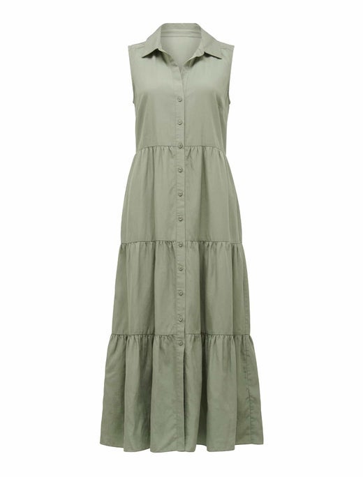 Megan Sleeveless Shirt Maxi Dress